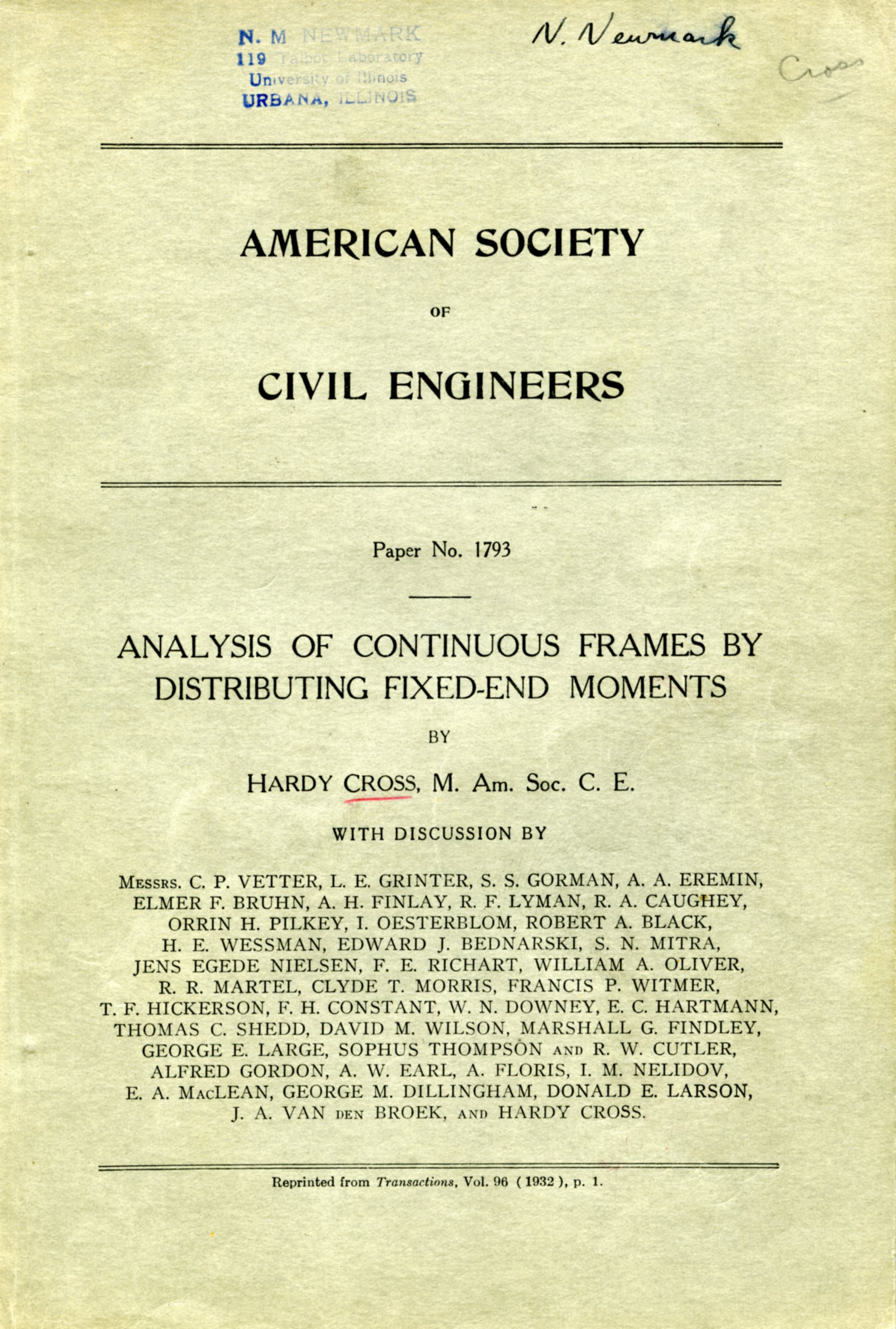 Copy of The Hardy Cross Method, University of Illinois Archives