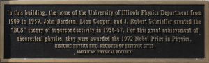 Plaque commemorating BCS Theory discovery