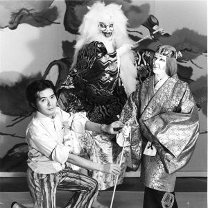 Shozo Sato with Kabuki Actors in costume