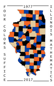 Map of Illinois Counties stating Four Colors Suffice, Illinois Mathematics Department , 1977, 2017